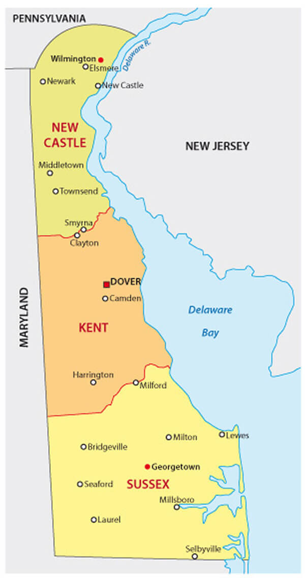 Delaware Administrative Map USA